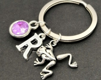 handbag charm with crystals BR411 Engraved personalised smart frog keyring
