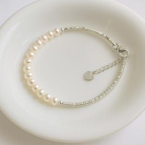 925 Sterling Silver bracelet pearl bracelet, handmade