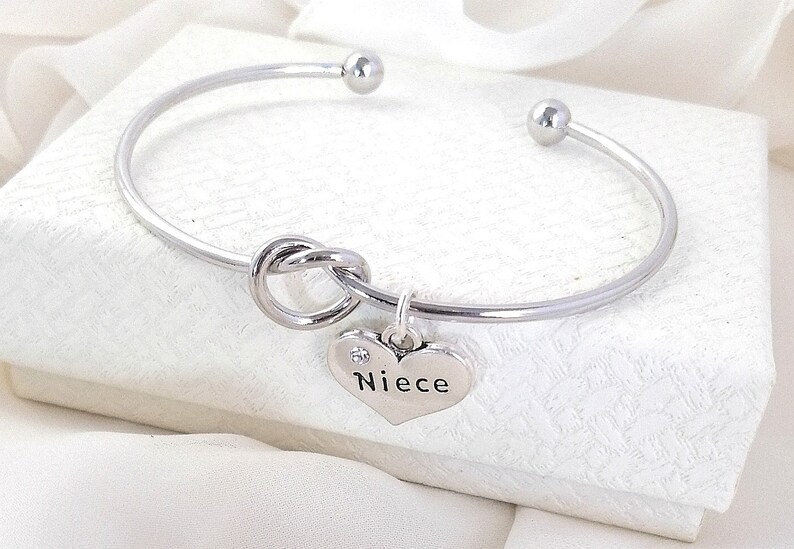 Niece bracelet silver charm bangle gift for girls Etsy