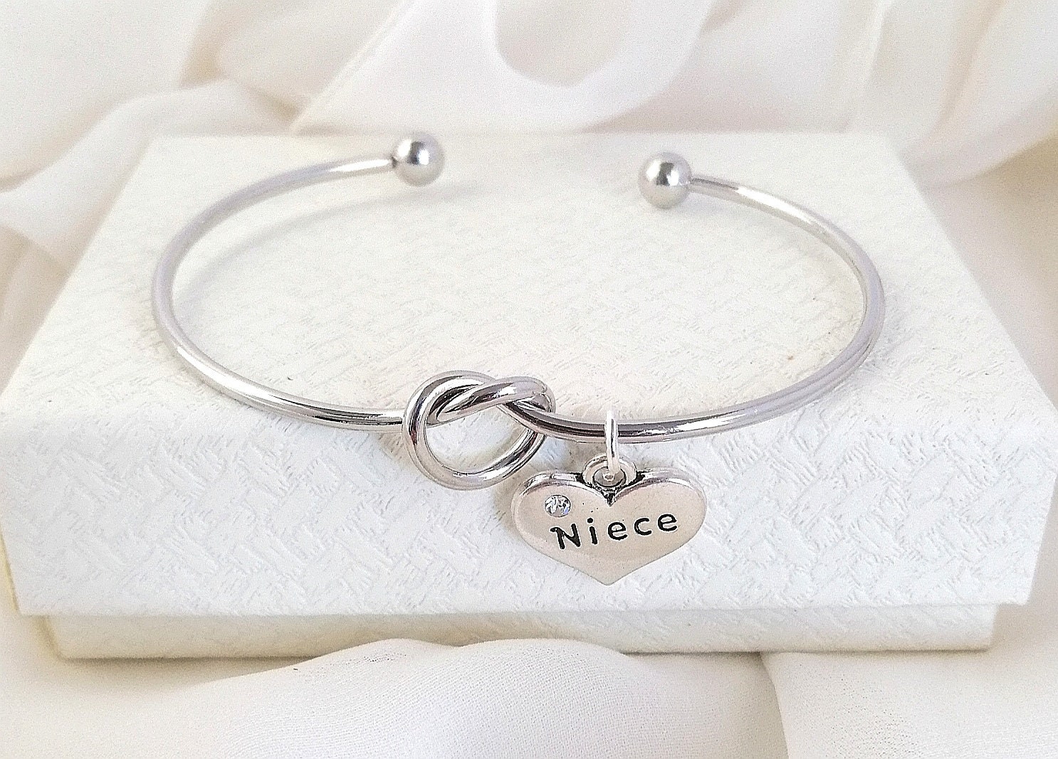 Niece bracelet silver charm bangle gift for girls Etsy