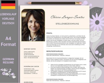 CV template Word, creative CV, chronological CV, application template German, CV letter of motivation, CV short profile