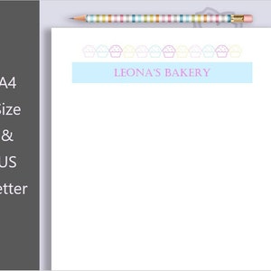 Membrete de panadería editable, membrete de cupcake, rosa amarillo turquesa, carta digital, descarga instantánea, plantilla de papelería personalizada