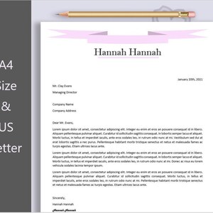 Plantilla de membrete MS Word, membrete femenino, membrete A4 y EE. UU., papelería comercial, membrete personalizado, membrete personalizado, papel