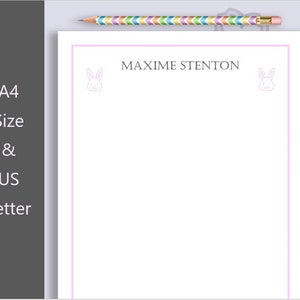 Membrete de Pascua, correo de conejito, papelería de Pascua, membrete personalizado, membrete personalizado, plantilla de membrete, membrete editable, Word