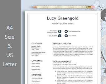 Creative Resume Template, Resume Template for Word, Simple CV, CV Template, Cover Letter, References, Modern Resume Template, Modern CV