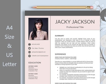 Professional Resume Template Word, Modern CV Template, Resume and Cover Letter Template, Executive Resume Template with Photo, Modern Resume