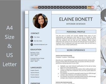 Executive Resume Template with Photo, Simple Resume Template, Professional CV & Cover Letter, Clean CV Template, Modern Resume for Word 2021