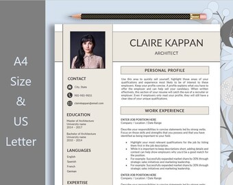 Professional Resume Template Word, Modern CV Template, Resume and Cover Letter Template, Executive Resume Template with Photo, Cover Letter