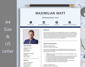 Professional Resume Template for Word, 1, 2 and 3 Page Resume Template, Cover Letter, Business CV Template, Editable Resume Design, Simple