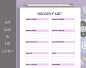 Grocery List, Grocery List Printable, Organize Template, Instant Download, Printable Planner Inserts, Grocery Planning, Life Organizer, Word