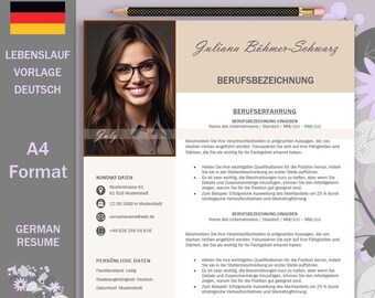 Resume Template Word, Tabular Resume, Modern and Professional Templates, Curriculum Vitae, Application Template Creative German