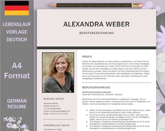 Application Template German, Resume Template Word, Modern Resume, Cover Sheet, Template Modern, Instant Download, Cover Letter, CV, A4