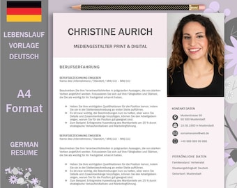 Resume German, resume template Word, application template, cover letter, letter of motivation, attachments, CV template, A4, immediate download