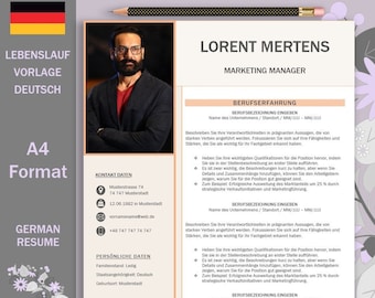 Resume Template Word, Resume German, Application Templates, Application, Cover Letter, Letter of Motivation, Cover Sheet, Attachments, A4 Design