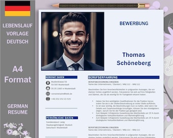 Application templates Word, CV template German, CV Word, tabular CV, CV template with photo, CV German
