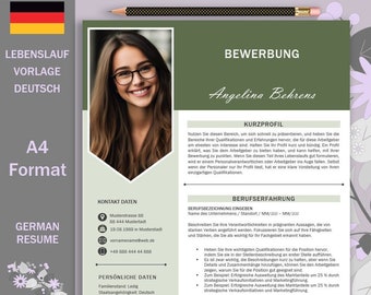Modern and professional CV templates, CV template Word, CV short profile, application template German, application with photo, CV German