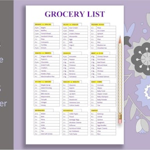 Grocery List, Grocery List Printable, Organize Template, Instant ...