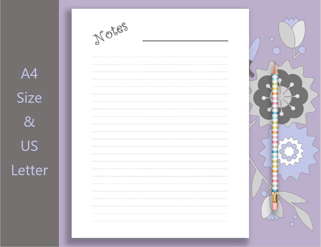 Notes Page - Planner Page Refills Printable, Printable Notepaper ...