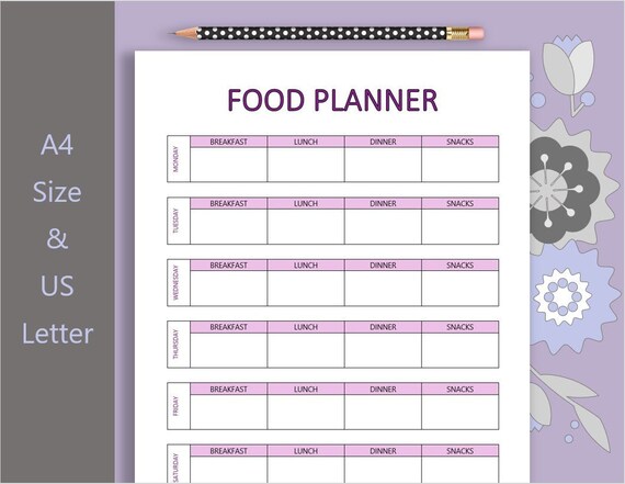 Meal Planner Meal Plan Food Journal Meal Planning | Etsy