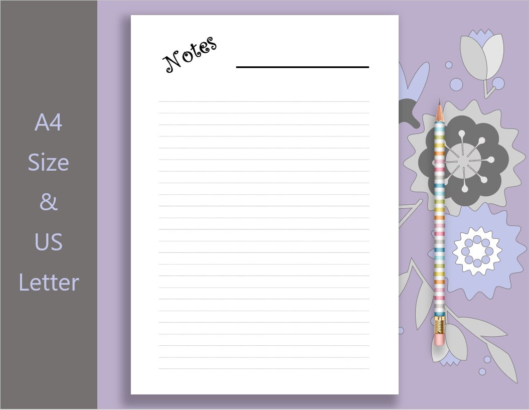 Notes Page - Planner Page Refills Printable, Printable Notepaper ...