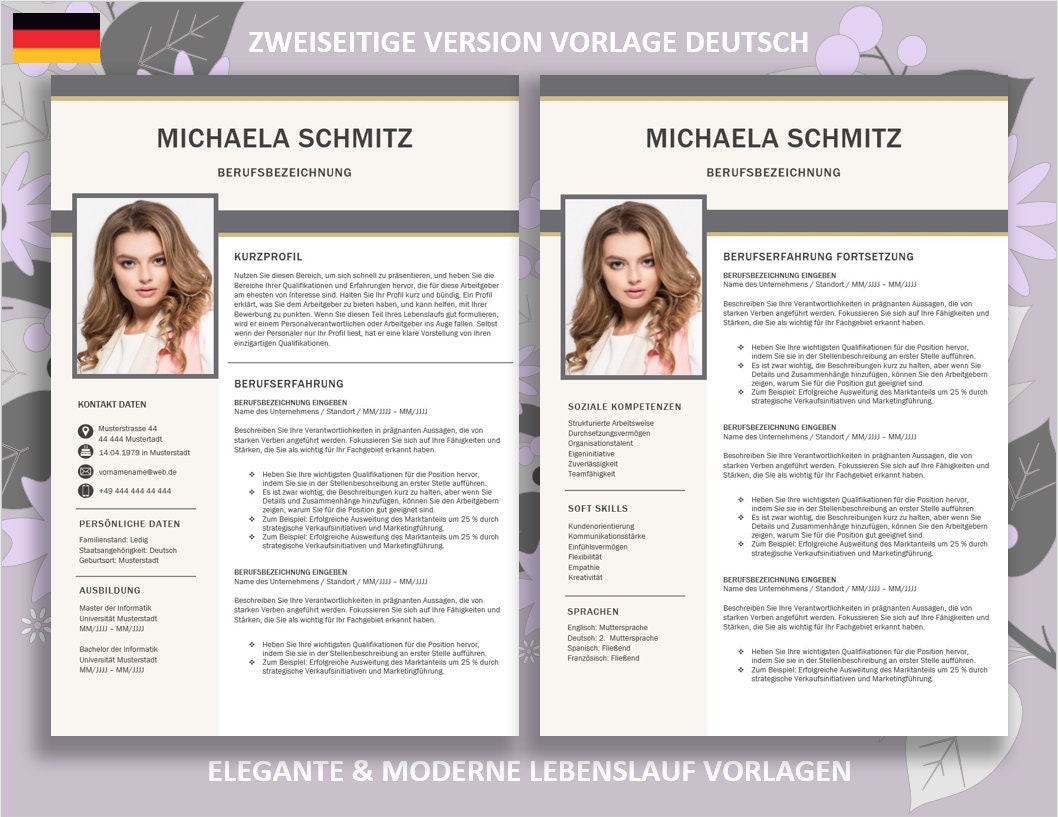Azubi Cv Application Template German, CV Template Word, Application, Attachments ...