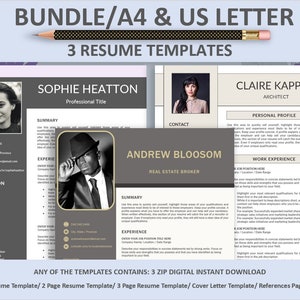 CV Template Bundle, Resume Template, Resume Design, Resume Template Word, Modern CV, CV Template Professional, Cover Letter and Resume