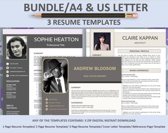 CV Template Bundle, Resume Template, Resume Design, Resume Template Word, Modern CV, CV Template Professional, Cover Letter and Resume