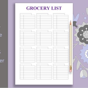 Grocery List, Grocery List Printable, Organize Template, Instant ...