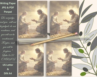 Writing Paper with Quotations from Luke 6:37, Bible Quotes, Non-editable Letter, Handwriting Letter Paper, Penpalling, Writing Paper Letter