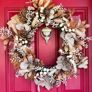 Beige Brown Fall Berry Greenery Wreath for Front Door, Cream Fall  Wreath, Slim Wreath, Nursing Home Wreath, Autumn Wreath, Fall Decor