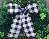 Buffalo Plaid Bow, Christmas Bow, Wreath Bow, Black and White Buffalo Plaid Bow, Wedding Bow, Black and White Plaid Bow, Buffalo Check Bow