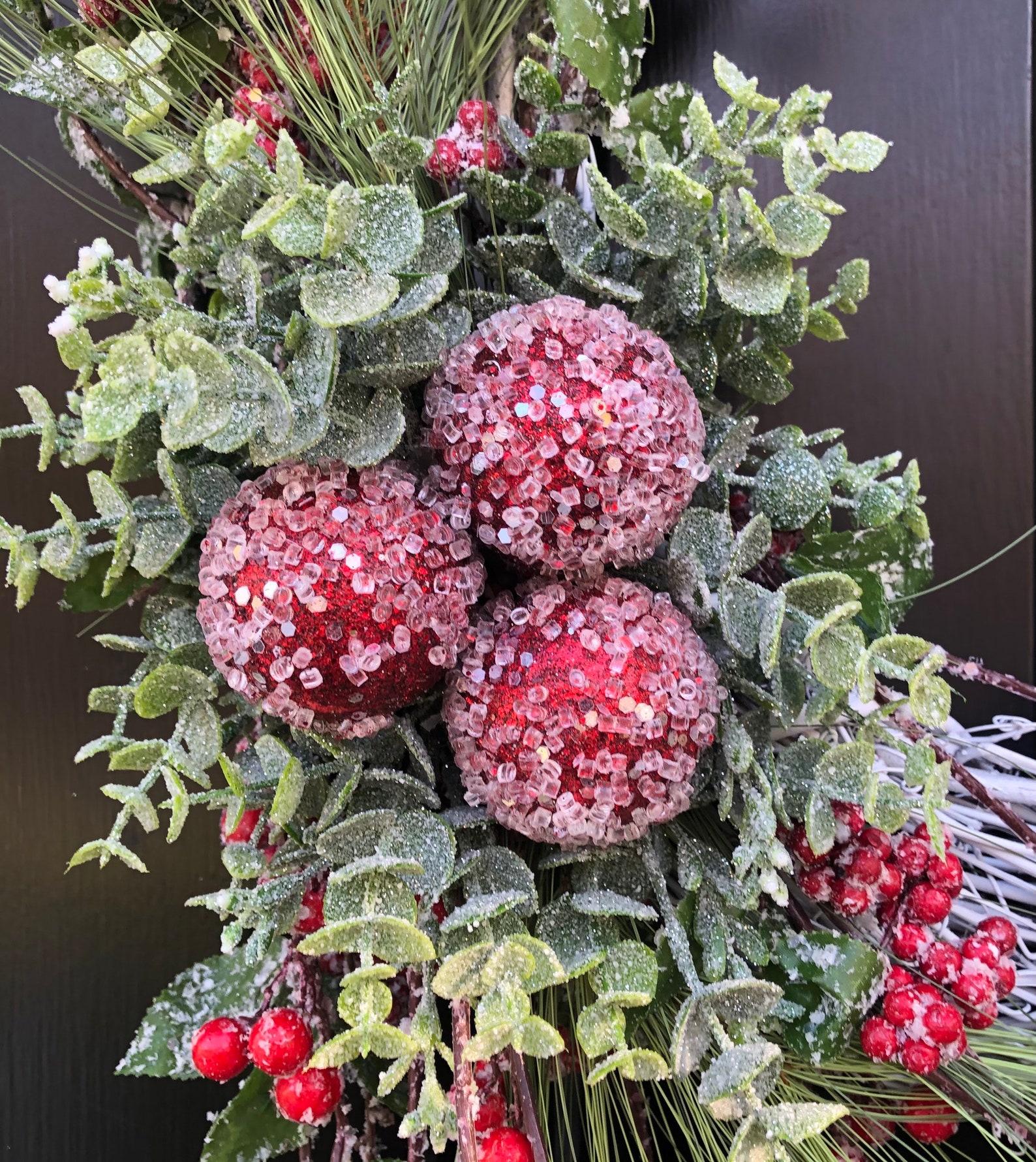Red Berry Grapevine Wreath for Front Door Iced Berry - Etsy