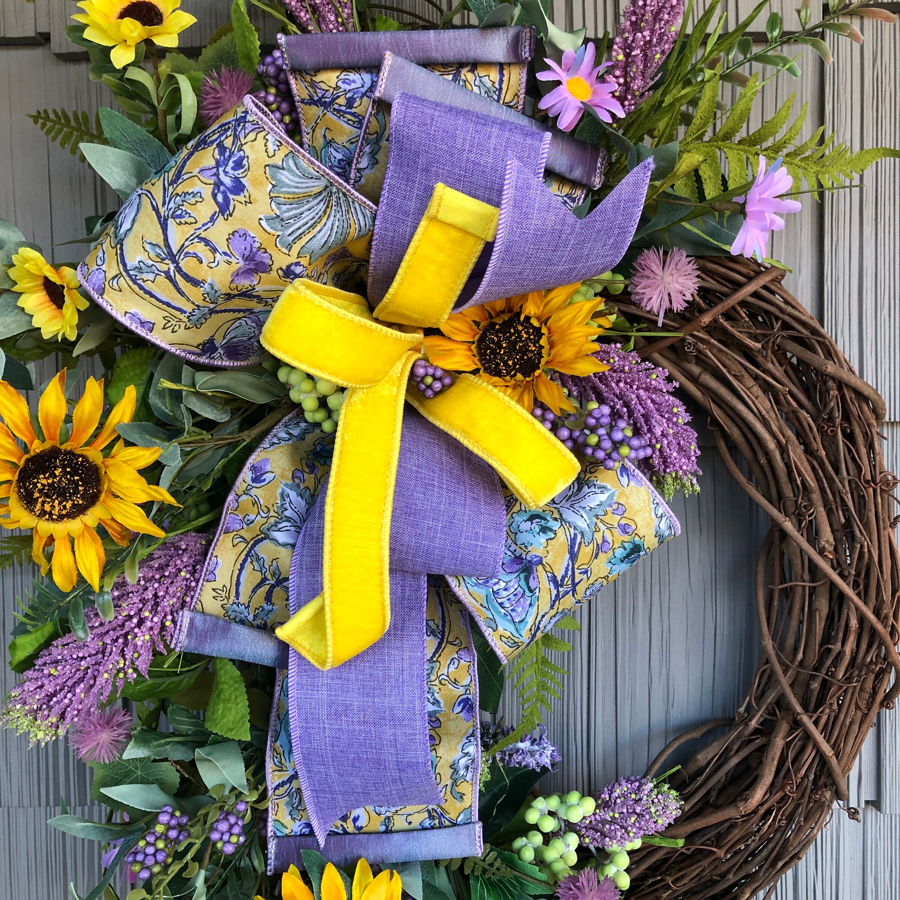 Purple Grapevine Wreath for Front Door, Spring Summer Grapevine Wreath ...