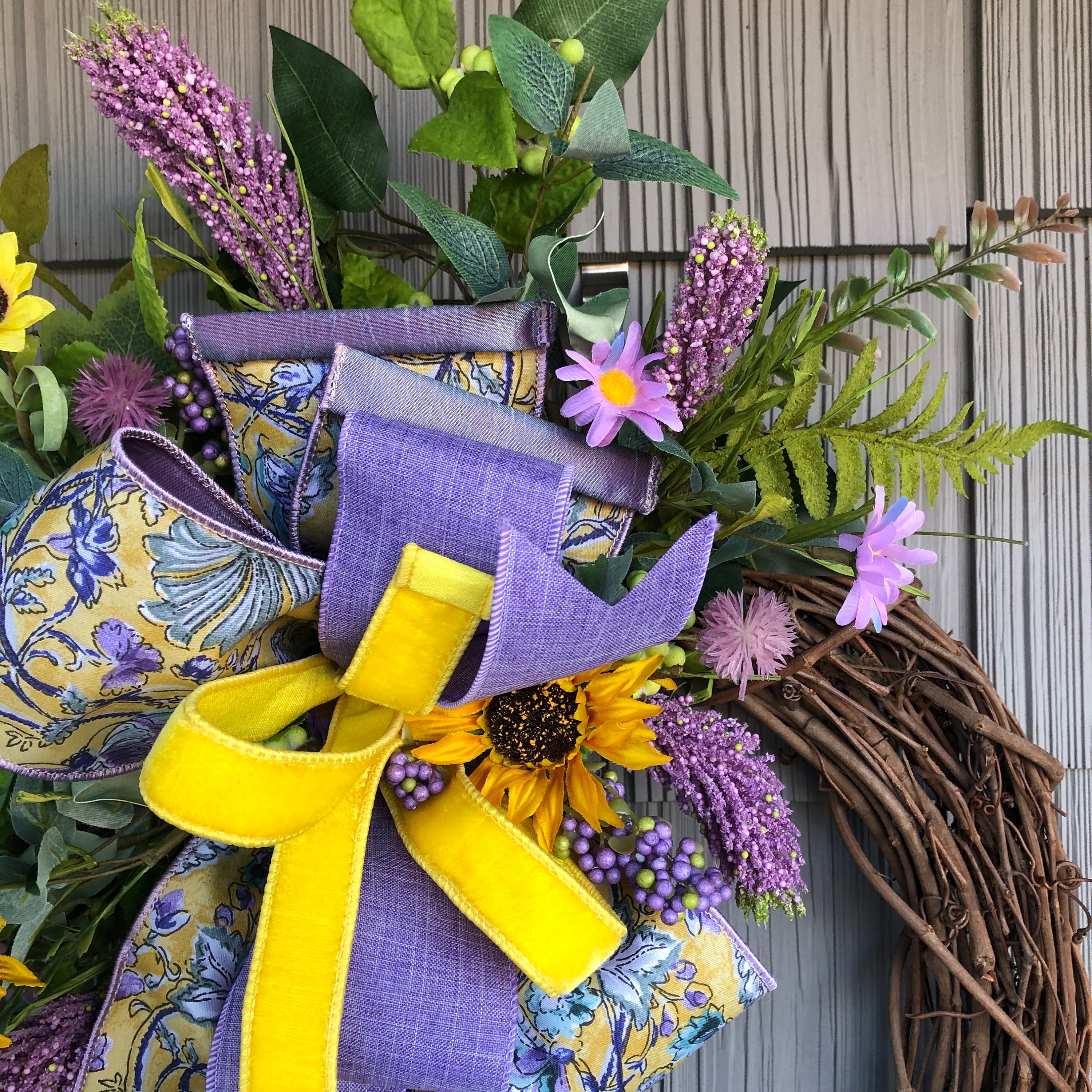 Purple Grapevine Wreath for Front Door, Spring Summer Grapevine Wreath ...