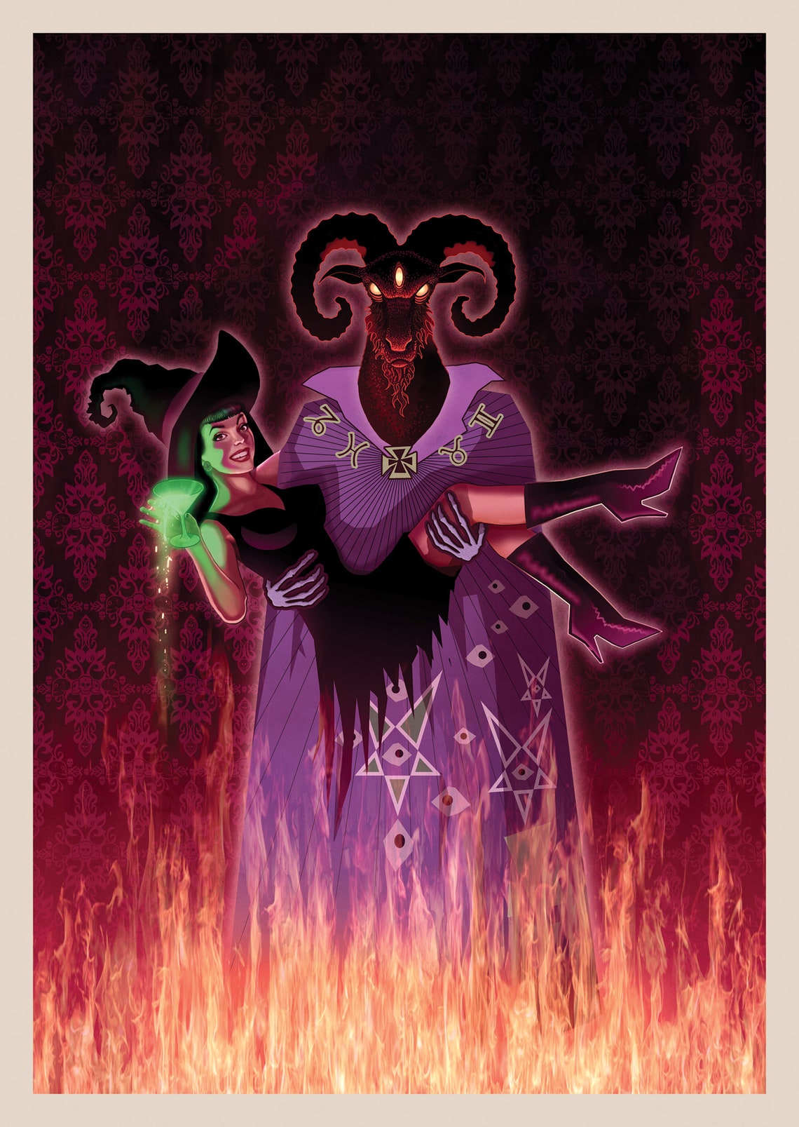 Witch Devil Goat Gothic Art Dark Art Satanic Occult Art Etsy