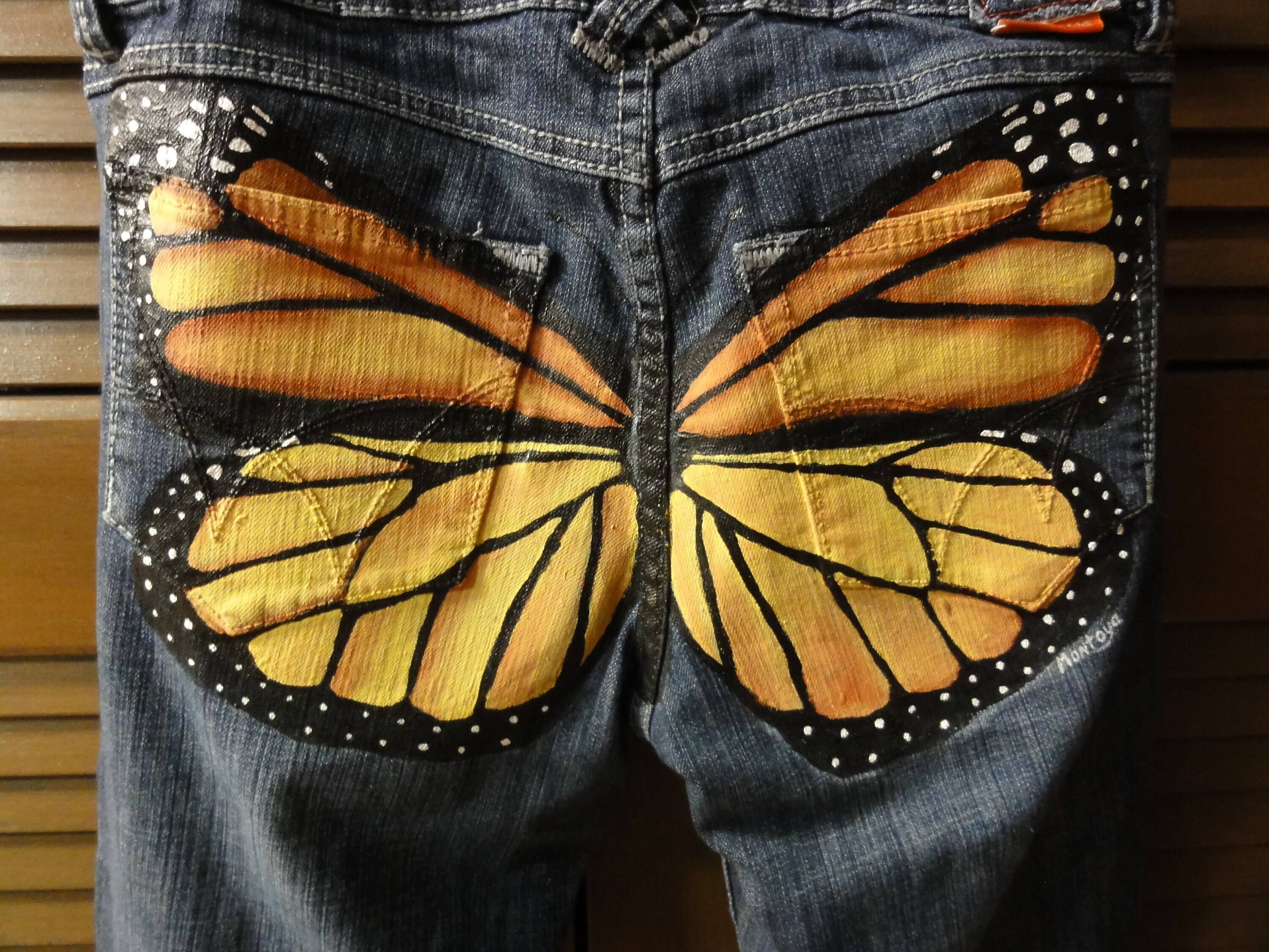 Awesome Hand Painted Butterfly Bottom Jeans, Size 6/28 so Cute! - Etsy
