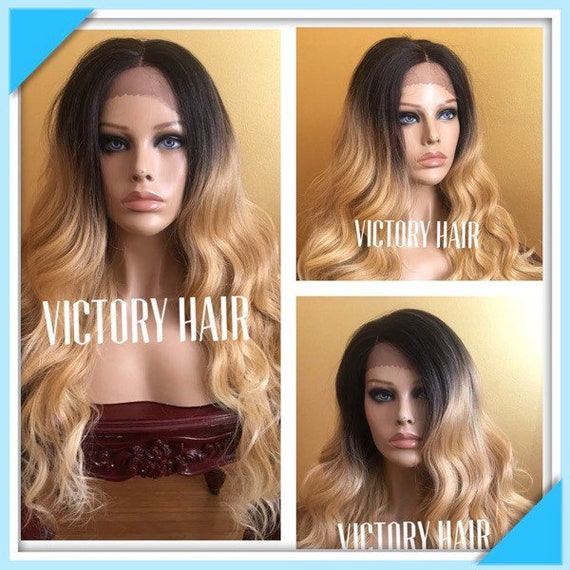 Blonde Yaki Mix Ombre Wavy Lace Front Wig Etsy