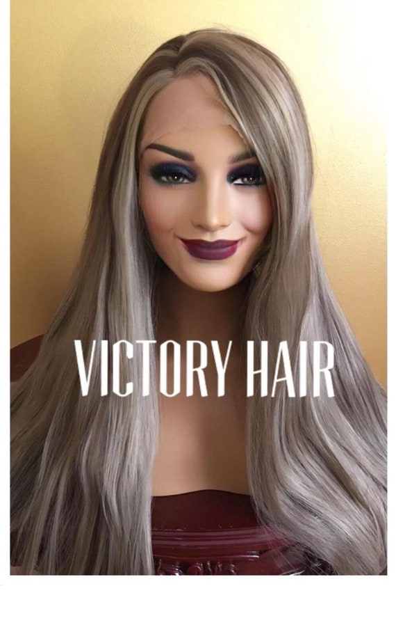 Brown Light Blonde Highlight Straight Lace Front Wig Etsy