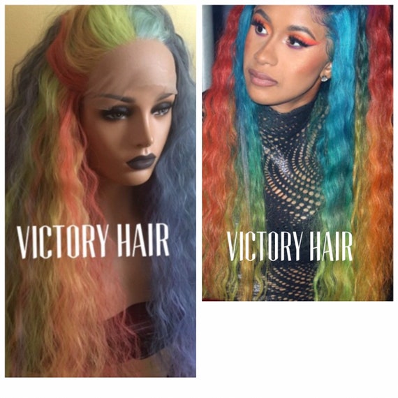 Cardi B Celebrity Inspired Colored Blue Red Pink Purple Blue Etsy