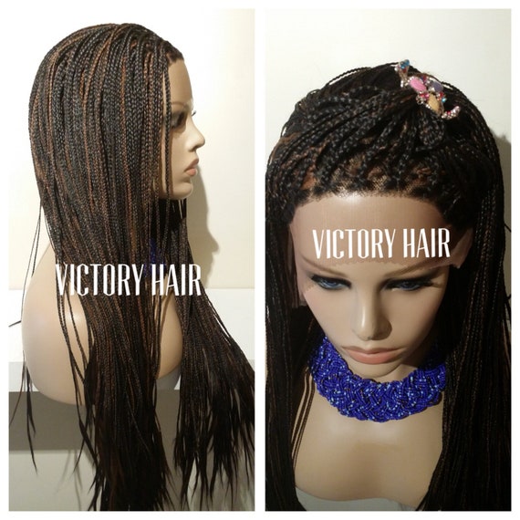 Long Hand Braided Brown Ombre Micro Neat Braids Lace Front Etsy
