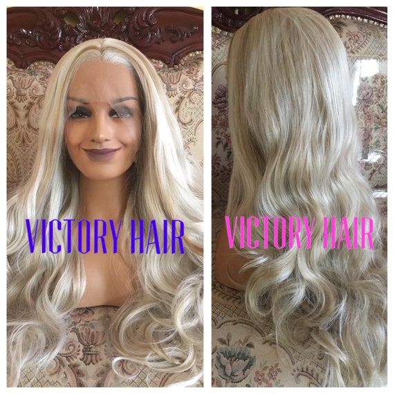 Wavy Highlight Brown Light Blonde Lace Front Wig Human Hair Etsy