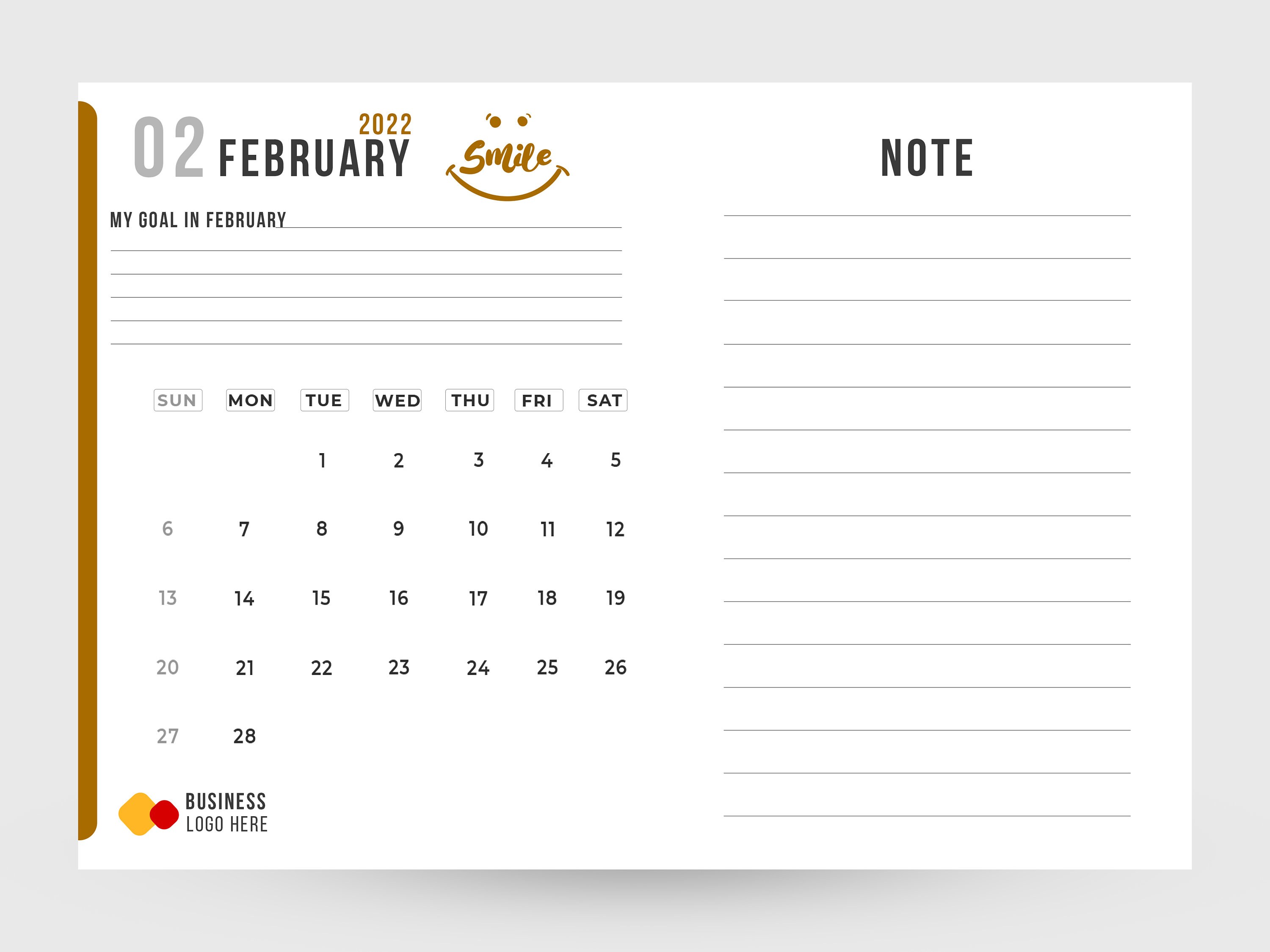 2022 Calendar And Note Template Psd File Calendar Printable Etsy Canada
