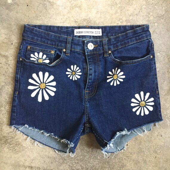 glitter jean shorts