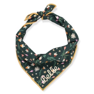 Custom Dog Bandana | Personalized Bandana | Green Flowers Dog Bandana handmade by The Oxford Dog