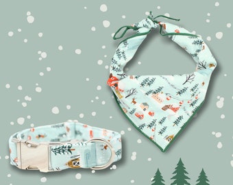 Ensemble collier et bandana | Collier de chien de Noël | Bandanas pour chiens | Collier de chien | Bandana pour animaux de compagnie | Accessoires pour chiens | Cadeau d’amoureux des chiens | Accessoires pour animaux de compagnie