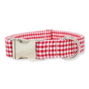 Gingham Dog Collar, Boy Dog Collar, Girl Dog Collar, Gingham Red Dog Collar, Small Dog Collar, Large Dog Collar, Boy Dog Collars