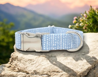 Light Blue Ditsy Dots Dog Collar handmade by The Oxford Dog | Boy Dog Collar | Girl Dog Collar