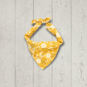 Yellow Floral Dog Bandana: Mustard Summer Pet Scarf