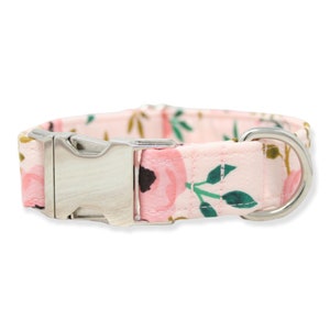 Pink Watercolor Dog Collar handmade by The Oxford Dog | Girl Dog Collar | Floral Dog Collar