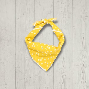 Yellow Floral Dog Bandana: Summer Tie-On Pet Scarf